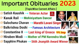 Obituaries 2023 Current Affairs  Charchit Nidhan 2023  Famous Person Deaths in 2023 [upl. by Inkster]