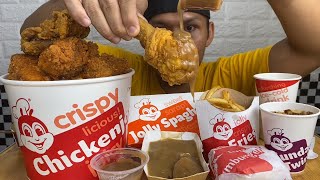 King of all Fried Chicken Jollibee Mukbang ASMR [upl. by Siblee]