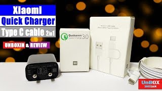 Xiaomi Qualcomm Certified Quick Charge 30 Charger amp Hybrid Type C USB Cable  Unboxing amp Review [upl. by Nerte]