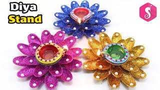 Diya Stand From Plastic Spoon  Diwali Diya Decoration idea  Sonali Creations [upl. by Adien]