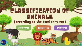 CLASSIFICATION OF ANIMALS ACCORDING TO THE FOOD THEY EAT HERBIVORES CARNIVORES AND OMNIVORES [upl. by Swart]