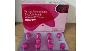 HBWOW Tablets Ferrous Bisglycinate Zinc Folic Acid amp Vitamin B12 Tablets [upl. by Atinuahs]