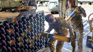 Reloading Powerful US AC130 Flying Tank Before Firing All its Cannons [upl. by Uos]