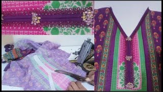 neck design cutting and stitching 2023 how to make nighty cutting and stitching zobia faisal [upl. by Sanderson]