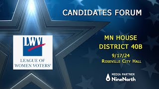 2024 Candidate Forum MN House District 40B presented by the Roseville League of Women Voters [upl. by Phyllis]