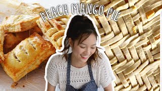 Peach Mango Pie  How to Make a Herringbone Lattice  Ally Bakes [upl. by Aramo]