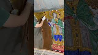 Revealing Archangel Gabriel art mosaicmanufacturing byzantine iconography mozaicon [upl. by Oninotna]