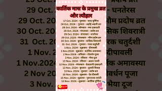 November 2024 Calander व्रत त्यौहार। ।Hindu Festival 2024ll2024 Calander [upl. by Frederiksen361]