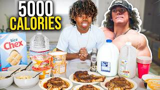 Bunchie Young Tries Sam Suleks 5000 Calorie Food Challenge 😱 [upl. by Clemmy]