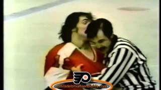 Apr 25 1974 Rick Macleish vs Brad Park Philadelphia Flyers vs New York Rangers [upl. by Vokay]