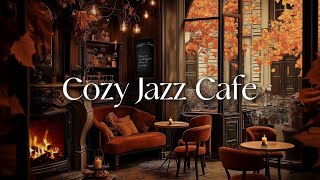 Crackling Fireplace Jazz Cafe 🍂  Piano and Jazz For Studying Working or Relaxing [upl. by Llessur]