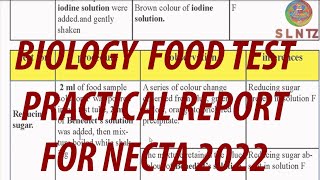 BIOLOGY FOOD TEST PRACTICAL REPORT NECTA 2022 [upl. by Ailido]