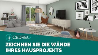 Tutorial Wie zeichnet und personalisiert man Wände in Cedreo [upl. by Griffie]