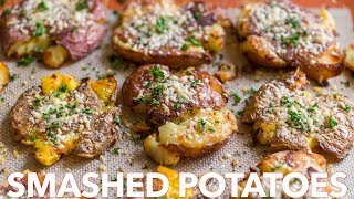 Crispy SMASHED POTATOES  Easy Side Dish [upl. by Isdnil]