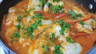 FILETE DE PESCADO A LA VERACRUZANA RECETA ♥ [upl. by Retswerb]