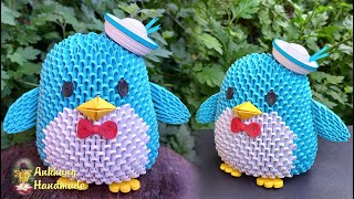 3d origami Tuxedo Sam tutorial  sanrio characters  DIY paper penguin toy  home decoration idea [upl. by Redleh]