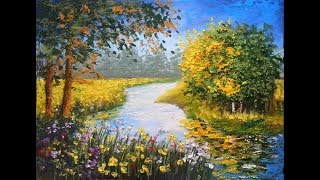 Impasto Landscape  Oil Pastel Painting Lesson [upl. by Hjerpe211]