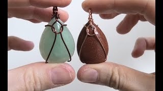 Simple Beginner Cabochon Wire Wrap Pendant Using One Piece of Round Wire [upl. by Durkin21]