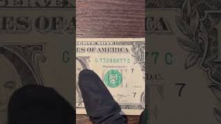 Finding a series 2013 one dollar bill with a fancy serial number short video [upl. by Pals924]