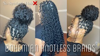 The BEST Hair For Boho Knotless Braids  Using ONLY 100 Human Hair  No Synthetic Hair  YWigs Hair [upl. by Ahsieyn]