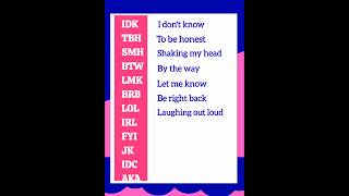 Acronyms and meanings english [upl. by Matelda]