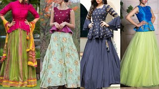 Lehenga with long cholilehenga with long kurtilehenga with long blouse ideaslehenga choli designs [upl. by Adest]