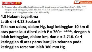 Latih diri 413 Soalan 6  43 Hukum Logaritma  Bab 4 Indeks Surd dan Logaritma  Add Maths [upl. by Anilatak616]