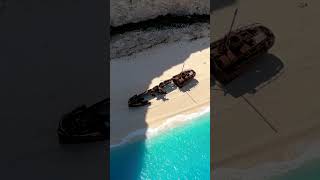 Navagio Beach 🇬🇷 shorts  Breathtaking Drone Footage [upl. by Josie329]