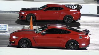 Shelby GT350 vs Camaro ZL1  drag racing [upl. by Eiryk]