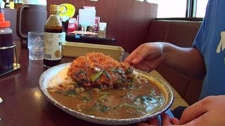 【CoCo壱番屋】 手仕込とんかつカレー ＆400g ＆２辛 ＆ほうれん草 飯動画 [upl. by Vyky]