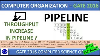 GATE 2016 CS Q32  The stage delays in a 4stage pipeline are 800 500 400 and 300 picoseconds [upl. by Bernardina]