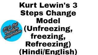 Kurt Lewins 3 steps Change ModelUnfreezing FreezingRefreezingbedmedNet Hindienglish [upl. by Rozella]