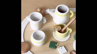 Wooden Kitchen Simulation Afternoon Time Tea Toy Toddler Tea Cup Set Role Pretend Play Wooden Toys [upl. by Atram]