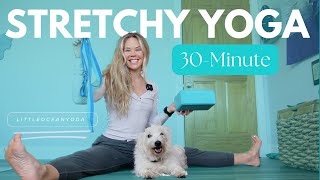 30Minute Reclined Yoga Stretch  Strap amp Block  Ending with Equal Breathing Pranayama [upl. by Vieva]