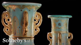 A Farewell Tribute to Qing Emperor Reticulated Revolving Triple Vase  Sothebys [upl. by Otrebor]