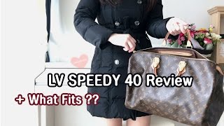 Louis Vuitton Speedy 40 Review Mod ShotsWhat Fits Inside [upl. by Lowson75]