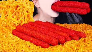 ASMR HOT CHEETOS GIANT SAUSAGE CHEESY ROSE FIRE NOODLES COOKING MUKBANG 치토스 소세지 먹방 咀嚼音 EATING SOUNDS [upl. by Merrielle]