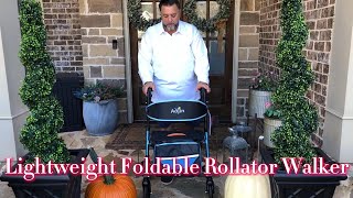 Lightweight Foldable Rollator Walker w Seat – AllTerrain Comfor [upl. by Neona331]