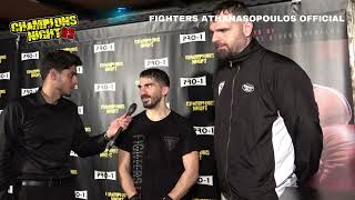 Champions Night 69 Interviews  Moudilos Giannis  Fighters Athanasopoulos [upl. by Notxap612]