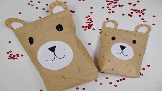 Basteln Teddy Tüte aus Altpapier gebastelt  Upsycling mit Altpapier  Geschenktüte DIY [upl. by Mailiw]