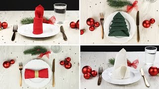 Servietten falten für Weihnachten  einfache Deko Ideen für einen festlichen Tisch [upl. by Aivatnahs]