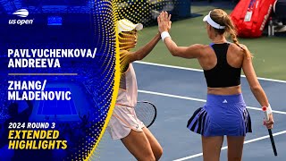 PavlyuchenkovaAndreeva vs ZhangMladenovic Extended Highlights  2024 US Open Round 3 [upl. by Gordie]