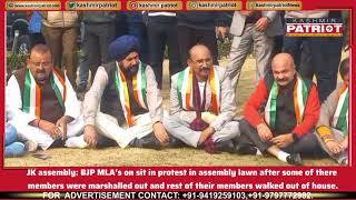 BJP MLA’s on sit in protest in assembly lawn after some of there members were marshalled out [upl. by Meisel712]