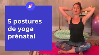 5 postures de yoga prénatal pour soulager les maux de la grossesse [upl. by Atiugram]