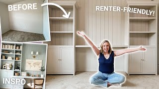 DIY renterfriendly builtins ✨  Removable vertical shiplap wall [upl. by Ennasus566]