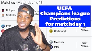 UEFA Champions League Predictions For Matchday 1 of 8  Free Football Betting Tips Sure win [upl. by Sairtemed496]