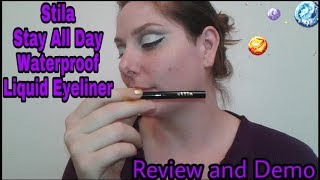 Stila Stay All Day Waterproof Liquid Eyeliner Review and Demo [upl. by Mcfadden]