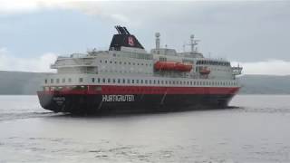 Hurtigrutens MS Nordlys leaving Kirkenes Norway in heavy rain [upl. by Sergo]