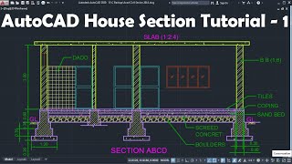 AutoCAD House Section Drawing Tutorial  1 of 3 [upl. by Carder66]