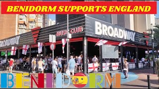 BENIDORMS STRIP DURING THE ENGLAND MATCH🏴󠁧󠁢󠁥󠁮󠁧󠁿⚽🎉 Busy Bars amp A Fantastic ATMOSPHERE🍻🥳 benidorm [upl. by Vaclav]